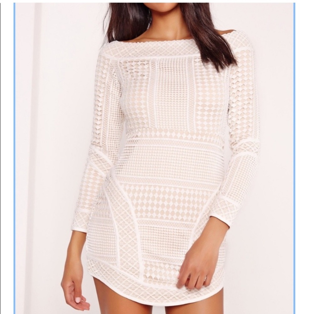 NWT Tobi dress off shoulder Large white/nude
